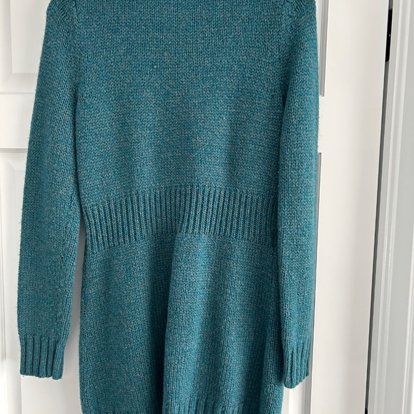 MERONA TEAL SWEATER / SWEATER DRESS BUTTON UP GREEN BLUE SZ LARGE L - Picture 2 of 5